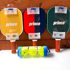 3x Prince Pickleball Performance Paddle 13MM Multicolor + 3 Pickleballs Bundle